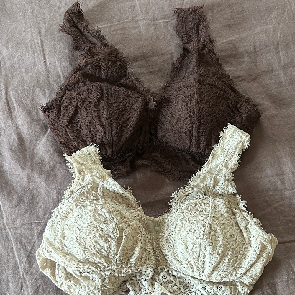 Aerie Lace Bralette Duo in Chocolate and Ivory